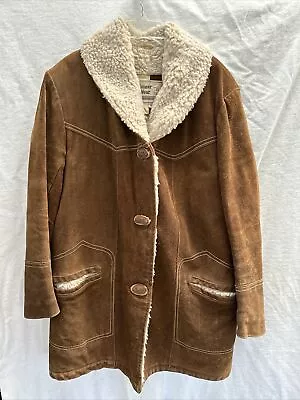 Abrigo Chaqueta De Colección Para Mujer Pioneer Wear Oculto Gamuza Años 60 Rancher Sherpa ~ Talla 14 Foto 1 de 4