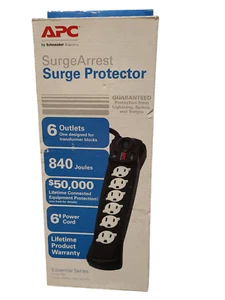 Genuine APC Essential SurgeArrest 6-Outlet Surge Protector Rated 120V 15A P6B - Afbeelding 1 van 4