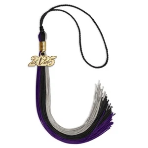 Endea Graduation Black/Purple/Grey Tassel With Gold Date Drop - Picture 1 of 21