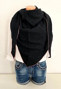 Italy XXL Dreieckstuch Schal Tuch Musselin 100% Baumwolle bunter Rand Schwarz - Bild 1 von 3