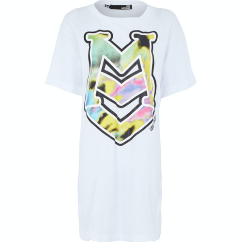 Abito T Shirt LOVE MOSCHINO con Stampa Logo Bianco UK 8 IT 40