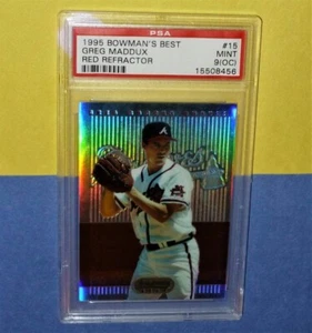 1995 GREG MADDUX Bowman's Best Red Refractor #15 PSA 9 Atlanta Braves low POP - Picture 1 of 3