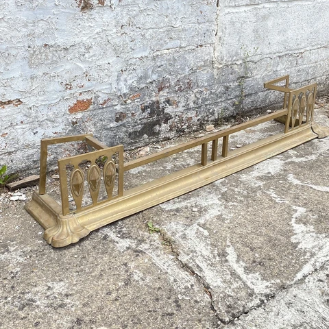 Antique Edwardian Vintage Brass / Copper Fire Hearth Fender Guard Large 140 X 28 Cover
