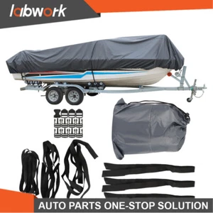 Labwork Boat Cover Waterproof 90" 14-16Ft 210D Gray Heavy Duty Trailerable - Picture 1 of 13