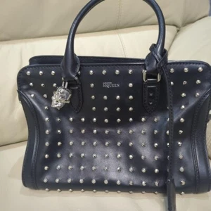Alexander McQueen Studded Skull Mini Handbag Black Silver Used - Picture 1 of 6