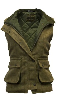 Walker & Hawkes Ladies Derby Tweed Bodywarmer Waistcoat Gilet Jacket Light Sage - Image 1 of 4