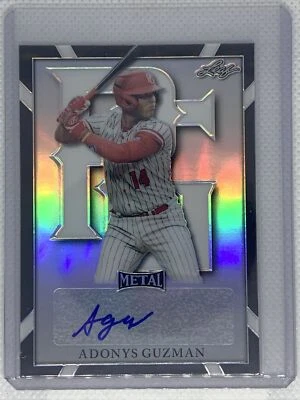 2021 LEAF PERFECT GAME METAL BLACK REFRACTOR ADONYS GUZMAN AUTO #3/15 - Image 1 of 2