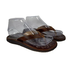 OluKai Paniolo Women’s Brown Leather Thong Slip On Flip Flop Sandals Size 6 - Picture 1 of 10