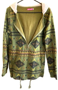 Fatal Clothing Co. Hooded Sweater Size Large Surf Skate Skull Aztec Tribal Print - Picture 1 of 11