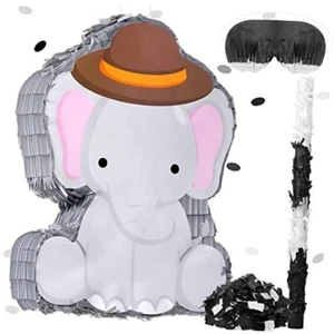 Pinata Bundle with a Blindfold and Bat (16 x 12 x 3 Inches), Cute Elephant - Picture 1 of 8