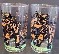 Davy Crockett Set 2 Drinking Glasses Tumbler Illustrated Vintage