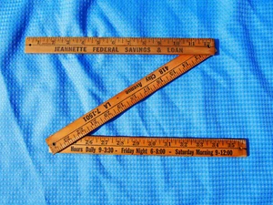Vintage Jeannette Federal Savings and Loan Clay Ave Bank Folding Ruler Yardstick - Picture 1 of 5