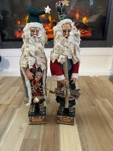 Vintage Weihnachtsmann Alte Welt Statue Figuren 2er Set - Bild 1 von 5