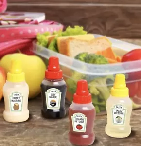 Mini Condiment Bottle 4 Portable Dispenser Travel BBQ Sauce Squeeze Bottles US - Picture 1 of 14