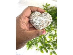 Ocean Jasper Heart - Orbicular Jasper - White Ocean Jasper - Large Jasper Heart - Picture 1 of 7