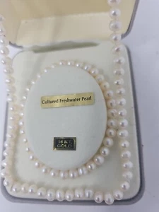 White Freshwater Pearl Necklace 16.5" & Bracelet 6" Set Lot 14KT GOLD JCM - Picture 1 of 15