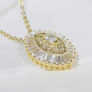 Collar colgante de circonita cúbica para mujer enchapado en oro blanco amarillo P2000 regalo - Imagen 1 de 7