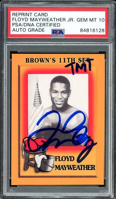 Floyd Mayweather Jr Auto 1997 Browns Boxing Rookie Reprint 51 Sig 10 Money Team - Image 1 of 2