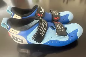 NEW MEN'S SIDI SCARPE T1 CARBON CYCLING SHOES SIZE: US 8.25 EUR 42 LIGHT BLUE - Picture 1 of 10