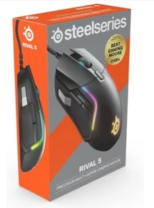 SteelSeries Rival 5 Optical Gaming Mouse - Matte Black Factory  Sealed New!  - Picture 1 of 3