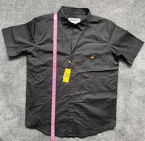 Caterpillar Men’s Ripstop Work Shirt Short Sleeve Button-Up Black Size L NWT - Picture 1 of 11