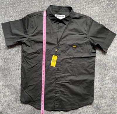 Caterpillar Men’s Ripstop Work Shirt Short Sleeve Button-Up Black Size L NWT - Image 1 of 4