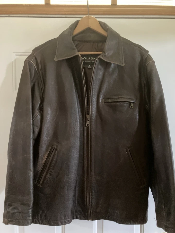 Chaqueta de cuero para hombre Wilsons. Talla M. De colección. Marrón Envejecido, Moto Cremallera Completa Foto 1 de 4