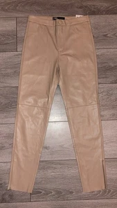 Leggings Zara Talla Mediana Tiro Alto Tostado Imitación Cuero Nuevos ¡¡Con Etiquetas!!! - Imagen 1 de 7