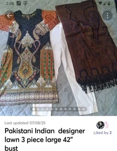 Indian Pakistani Designer Shalwar Kameez Lawn Lot Of 4 Suits Size Large 42" Bust - Picture 1 of 18