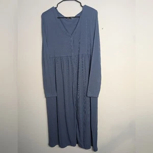 Quitte Umstandskleid Knopfleiste Still Tencel gerippt blau Gr. XL bequem - Bild 1 von 11