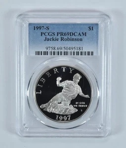 1997-S Jackie Robinson Commemorative Dollar PR69 DCAM PCGS Blue Label *1412 - Picture 1 of 5