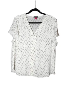 Vince Camuto, Lunares Blanco y Negro, Blusa Manga Corta, Grande, Usada. - Imagen 1 de 5