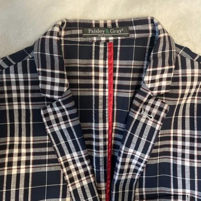 Blazer de cachemira y gris para hombre 42R azul a cuadros calce ajustado dos botones abrigo deportivo ligero Foto 1 de 4