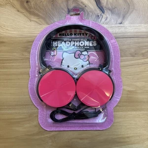 Auriculares estéreo intrauditivos Hello Kitty rosa negro con cable computadora portátil tableta juegos - Imagen 1 de 3