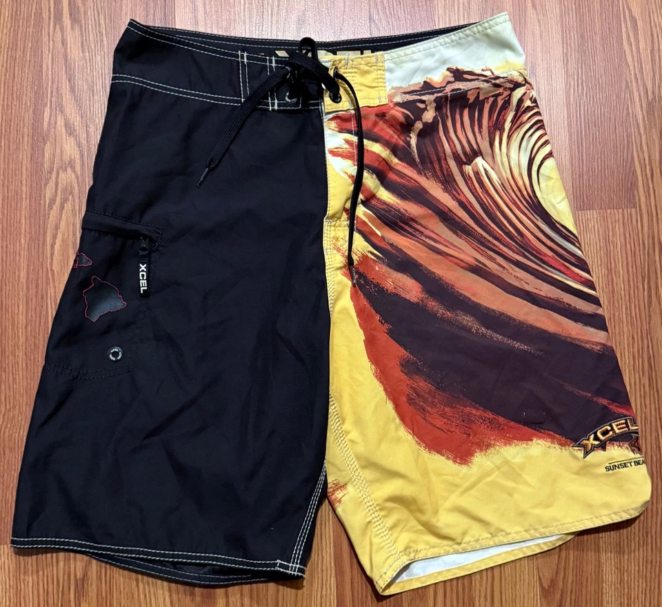 Pantalones cortos de playa Xcel Pro Board Shorts para hombre 32 10" estampado de olas grandes Foto 1 de 4