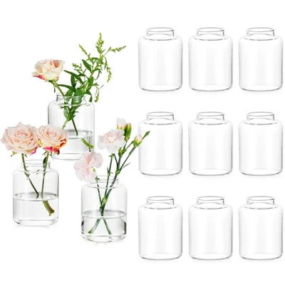 Juego de 12 jarrones Bud: jarrones de vidrio para centros de mesa jarrones pequeños modernos para el hogar... Foto 1 de 4