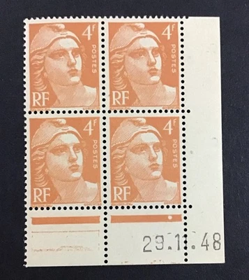 FRANCE 1948-1949 XF MNH Sc#597 Blk of 4,          (W45) - Image 1 of 2