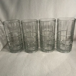 4 Anchor Hocking Manchester Tartan Iced Tea Clear Glass Tumbler 16 oz Vtg - Picture 1 of 6