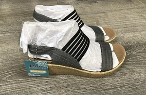 SKECHERS Womens Cali Beverlee Smitten Kitten Size 9 38527 Black Wedge Sandals - Picture 1 of 11