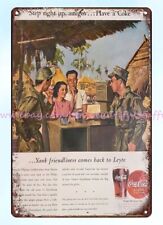 full wall posters 1945 Coke Coca Cola Wartime ww2 metal tin sign