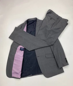 Men's Grey Charles Tyrwhitt Suit 42L W35 L32 Slim Fit Merino Wool 2 Button A/B - Picture 1 of 20