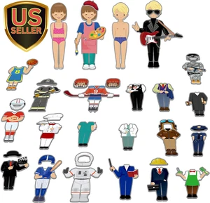 56 PCS Magnetic Dress-Up Pretend Play Doll Set with 21 Occupations Jobs, Perf... - Picture 1 of 1