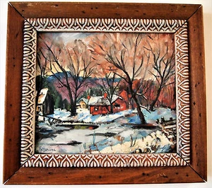 VTG American Village Landscape Original Oil on Canvas/ Signed Hagel Noechel,1961 - Picture 1 of 12