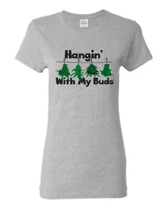 Camicia grafica donna Hangin with My Buds THC marijuana CBD erba - Foto 1 di 14