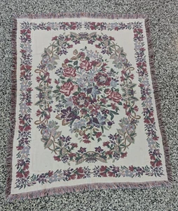 Coperta Goodwin Weavers lancio floreale 57x46 USA vintage - Foto 1 di 5