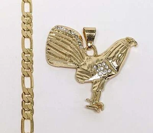 Colgante Pollo Gallo Chapado en Oro 5mm Collar Cadena Zodiaco Chino Oro Gallo - Imagen 1 de 4