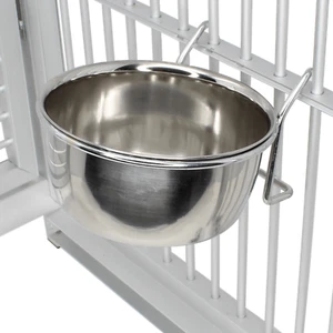 800114 Acero Inoxidable 10 OZ Gancho Taza Pájaro Perro Animal Comida Agua Tazón Gallinero Mascota - Imagen 1 de 5