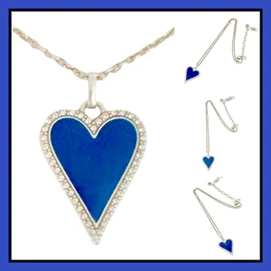 Brighton Dazzling Love Heart BLUE & Silver Crystal Necklace JM443B NWT - Picture 1 of 6