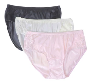 Shadowline Nylon Panty Women's Underwear Hipster Brief With Lace Full Seat 11182 - Picture 1 of 7