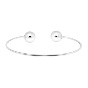 Brazalete Brazalete Doble Brillante 10mm Bola Envoltura Abierta Plata Esterlina - Imagen 1 de 5